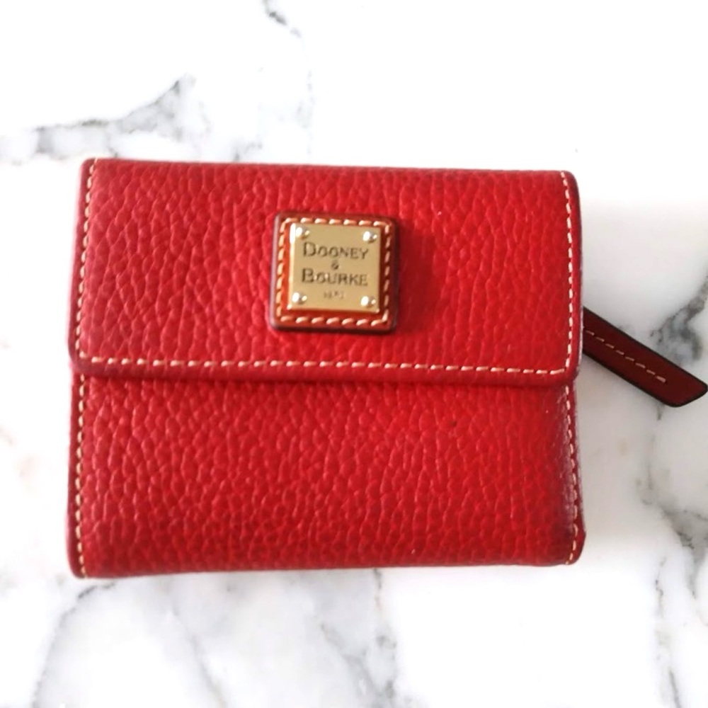 Dooney & Bourke Red Wallet Pebble Grain Leather